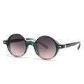 Retro-Rundsonnenbrille mit dunkelgrünem transparentem Rahmen und lila Farbverlauf - Dunkelgrüner Transparenter Rahmen Rosa Grau Verlaufsgläser