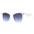 Oversized white metal square sunglasses with blue gradient lenses for fashion street style - White Frame/Blue Lens