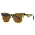 Oversize square sunglasses with green to yellow gradient frame and brown lenses - Green Yellow Gradient Frame Tea Lens