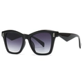 Oversized square black metal sunglasses with gradient lenses and U-shaped accents - Black Frame Dual Grey