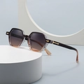 Retro small frame sunglasses with gradient lenses and golden arrow metal hinge details - Black to Tea Gradient Frame (C3)