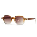 Retro hexagonal anti-blue light glasses with amber transparent frame and gradient lenses - Tea to Transparent Frame (C4)