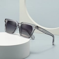 Square butterfly sunglasses in transparent gray frame with sleek golden metal accents - Transparent Grey Frame / Grey Lens