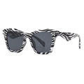 Oversized zebra print sunglasses with dark grey lenses and metal hinge detail - Zebra Pattern Frame Grey Lens