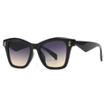 Chic oversized black metal sunglasses with purple to yellow gradient lenses for women - Black Frame Blue Tea Lens