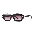 Retro Polygon Sonnenbrille mit schwarzem Rahmen und lila Verlaufsgläsern für Herren - C1 Schwarzer Rahmen Hellviolett