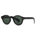 Schwarze Retro-Sonnenbrille mit schmalem Rahmen und goldenen Stern-Nieten aus Acetat - Schwarz Transparent Grün (C5)
