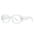 Modern thick geometric hexagon transparent frame sunglasses with clear temple detail - C6 Transparent Frame Clear Lens
