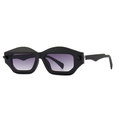 Polygonal retro sunglasses with thick black frames and purple gradient lenses - C5 Black Frame Double Grey