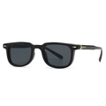 Gafas de sol cuadradas negras con detalles dorados y lentes grises anti-UV - Marco Negro Patillas de Leopardo