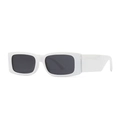 Modern white wide-frame rectangular sunglasses with dark lenses for fashion - White