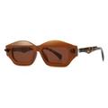 Retro polygon sunglasses with thick brown frames and classic tortoiseshell temples - C7 Tea Frame Tea Lens