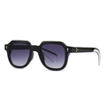 Retro oversized sunglasses with black frames and purple gradient lenses for women - Glossy Black/Double Gray Gradient