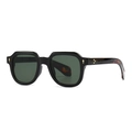 Lunettes de soleil rétro carrées en acétate noir avec verres verts et rivets dorés - C3 Noir Verres Verts