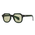 Lunettes de soleil rétro en acétate vert foncé avec verres jaunes et rivets - C4 Monture Verte Verres Verts