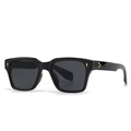 Lunettes de soleil carrées noires avec rivets étoiles dorés pour hommes mode - Noir