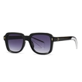 Chic narrow frame sunglasses with golden floral accents and purple gradient lenses - Polished Black Frame Purple Gradient (C3)