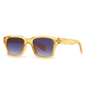 Fashion square butterfly sunglasses with translucent amber frame and purple gradient lenses - Yellow Frame Purple Gradient Lens
