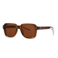 Vintage narrow rectangular sunglasses in amber tortoiseshell with retro metal rivets - Transparent Tea (C2)