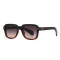 Retro narrow square frame sunglasses with black and tortoiseshell gradient and metal rivets - Gradient Wine Red (C4)