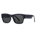 Modern square frame sunglasses with thick glossy black temples and dark grey lenses - Dark Blue