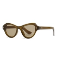 Transparente olivgrüne Schmetterlings-Sonnenbrille im Cat-Eye-Stil mit Goldnieten - Dunkelgrün (C3)