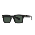 Gafas de sol retro negras cuadradas de ojo de gato con remaches dorados y detalles de leopardo - Negro Verde (C3 Negro Verde)