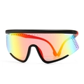 Black matte cycling sunglasses with large rainbow gradient polarized lenses and vent holes - C5 Black Frame Gradient Red