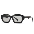 Chic cat-eye sunglasses with bold black geometric frames and light grey lenses for women - C4 Black Frame Light Gray Lens