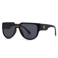 Fashion butterfly sunglasses with matte black frame and golden C logo on side - Black