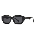Fashionable black cat eye sunglasses with thick geometric frames and dark grey lenses - Black