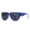Fashionable butterfly sunglasses in blue frame with gold C logo and grey lenses - Blue