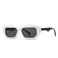 Fashion cat eye sunglasses with white frame, black temples and dark grey lenses - C3 White Frame Gray Lens