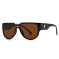 Lunettes de soleil papillon tendance avec monture noire et détails métalliques dorés - Marron