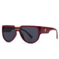 Chic wine red butterfly frame sunglasses with gold C-shaped metal accents and dark lenses - Burgundy