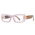 Retro rectangle sunglasses with translucent purple frame and tortoiseshell temples - Purple Frame Clear Lens