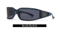 Modern square sunglasses in matte blue frame and dark grey lenses for men and women - Blue Frame/Gray Lens