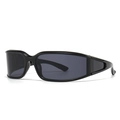 Modern black wide-frame sunglasses with dark lenses and side shields for full coverage - Glossy Black Frame/Black Lens