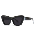 Modische schwarze Oversize-Cateye-Sonnenbrille mit dickem Rahmen und dunklen Gläsern - Schwarzer Rahmen Graue Linsen (C1)