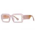 Modern retro square light pink translucent glasses frame with tortoiseshell temples - Purple Frame Clear Lens