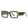 Modern olive green square frame glasses with marble texture and gold metal accents - Dark Green Frame Clear Lens