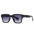 Chic black square frame sunglasses with purple gradient lenses and gold studs - C6 Black Gradient Gray