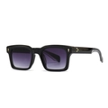 Gafas de sol retro cat-eye negras con lentes degradadas y tachuelas doradas - Negro Doble Gris (C4 Negro Doble Gris)