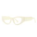 Modern cream white cat eye glasses frame with thick acetate finish for a trendy look - Beige Frame Clear Lens