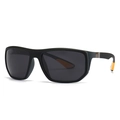 Classic polarized square sunglasses for men with matte black frame and orange anti-slip pads - Black Yellow