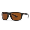 Classic polarized square sunglasses for men with matte black frame and amber lenses - Tea Lens