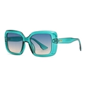 Moderne Retro-Sonnenbrille mit transparentem seeblauem Rahmen und Verlaufgläsern - Blau-Tee Verlaufsglas / Transparentes Blaugrün