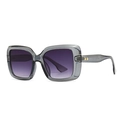 Moderne Retro Quadrat-Sonnenbrille mit grau-violettem Rahmen und Verlaufsgläsern im Trend - Doppelgraues Verlaufsglas / Transparentes Grau