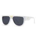 Lunettes papillon blanches avec verres gris foncé et ornements dorés en forme de C - Blanc