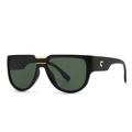 Lunettes de soleil papillon noires avec verres vert foncé et logo C doré sur les branches - Monture Noire Verres Vert Foncé